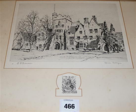 Etching of Epsom College(-)